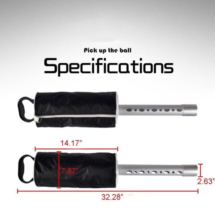 Raxx | Deluxe Shag Bag Golf Ball Collector Retriever, Pick Up Balls Without Bending - Black