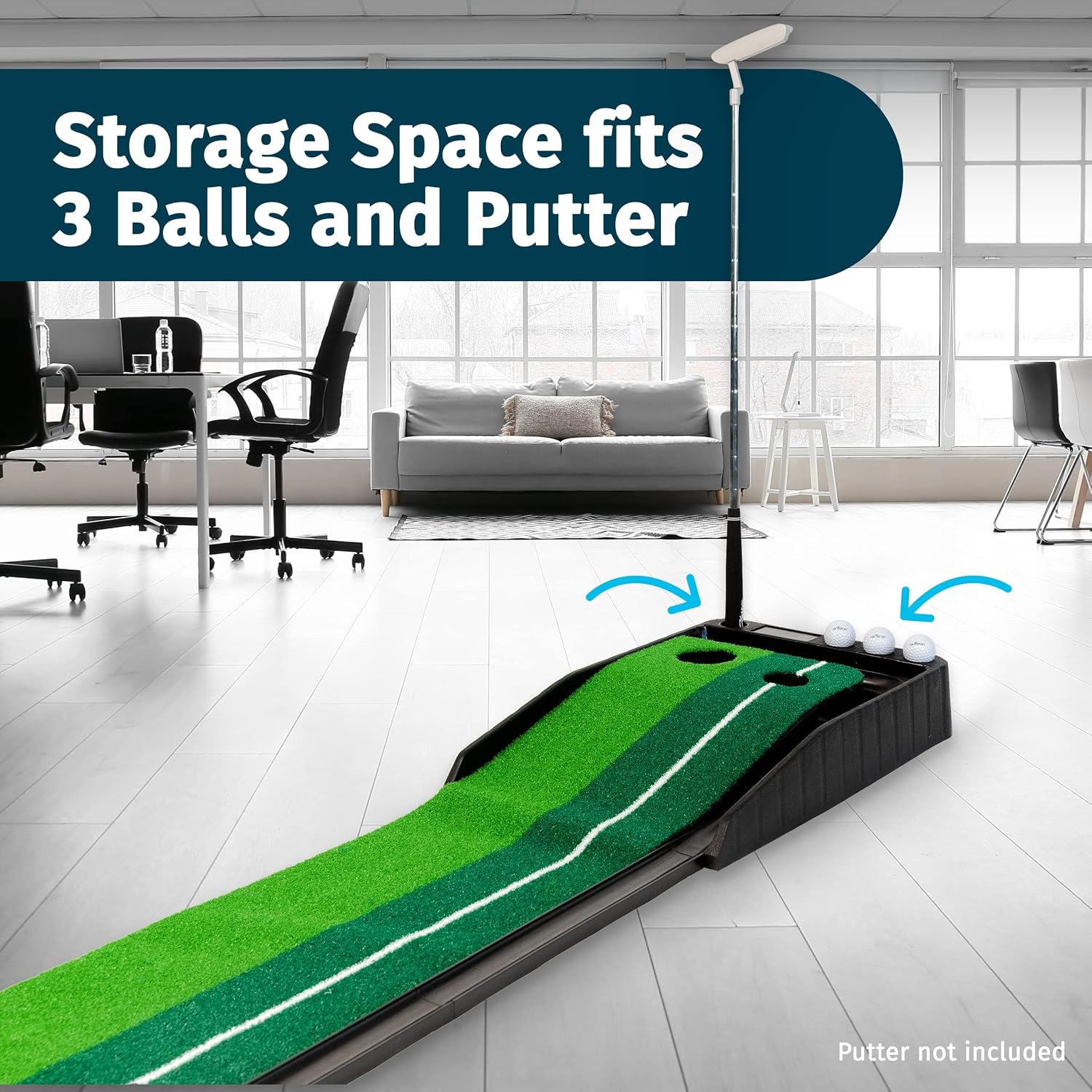 Raxx Golf Indoor Golf Putting Portable Mat with Auto Ball Function Mini Training Aid, Game (Green)