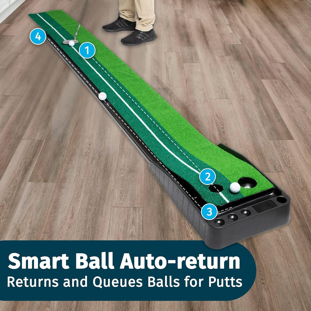 Raxx Golf Indoor Golf Putting Portable Mat with Auto Ball Function Mini Training Aid, Game (Green)