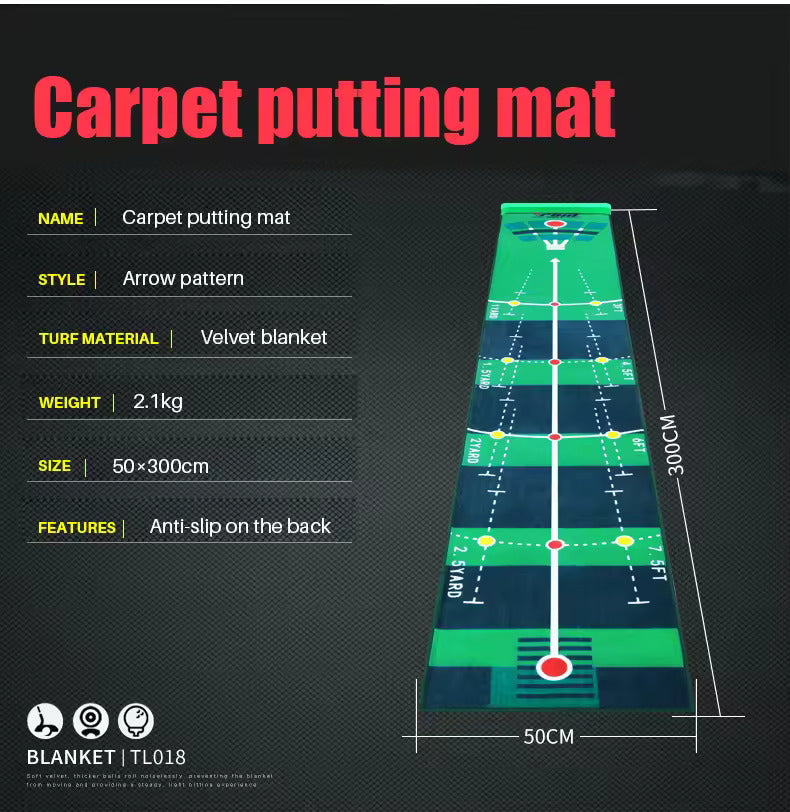 RAXX Pro Alignment Indoor Golf Putting Mat – 3M Training Edition