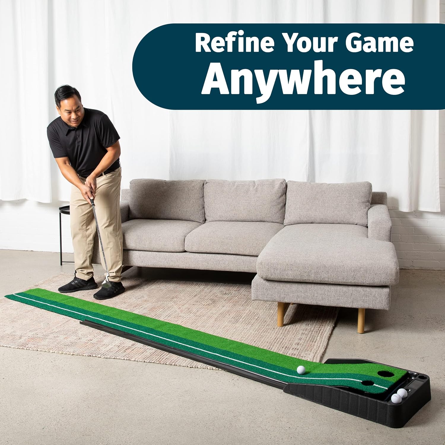 Raxx Golf Indoor Golf Putting Portable Mat with Auto Ball Function Mini Training Aid, Game (Green)