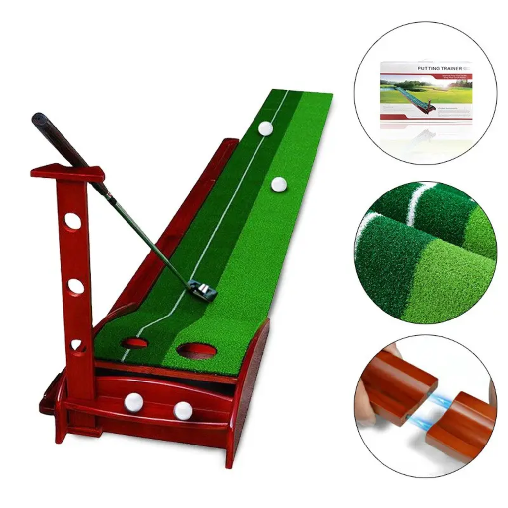 RAXX Premium Wooden Indoor Golf Putting Mat Trainer for Home & Office gift set